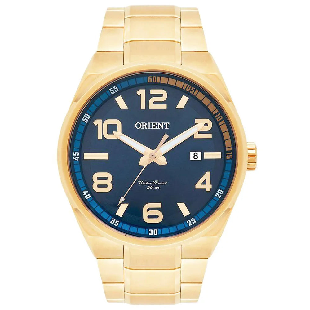 Relógio ORIENT masculino analógico dourado MGSS1134 D2KX