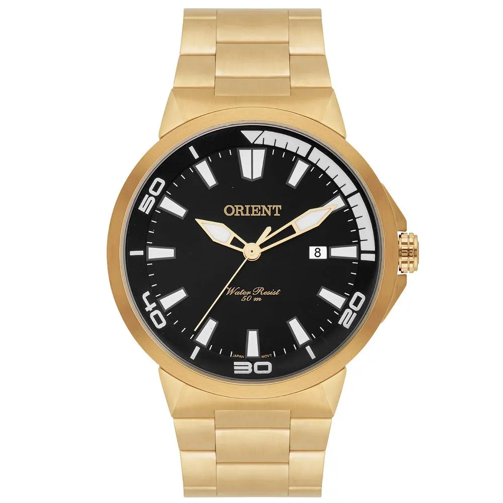 Relógio ORIENT masculino analógico dourado MGSS1104A P1KX