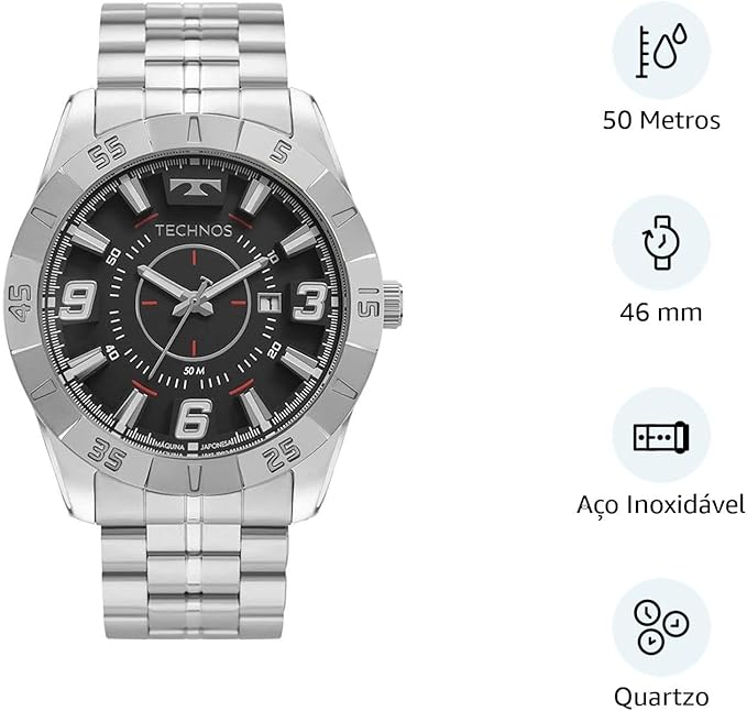 Relógio Technos Masculino Racer Prata - 2115KYX/1R