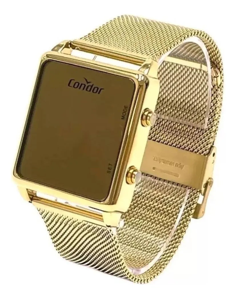 Relógio Feminino Condor Digital Dourado Espelhado COMD1202AFS/4D