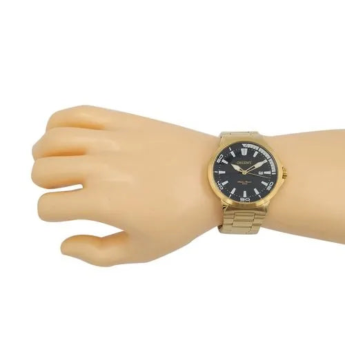Relógio ORIENT masculino analógico dourado MGSS1104A P1KX