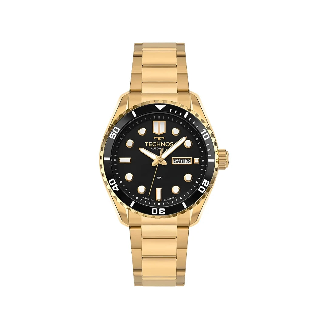 Relógio Technos Masculino Automático Dourado - 8205oz/1p
