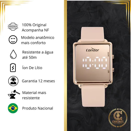 Relógio Condor Feminino Rose Digital Original Presente Nf COMD1202AHS5J