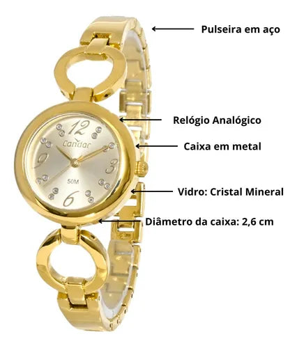 Relógio Condor Feminino Bracelete Dourado - Co2035nkd/5x