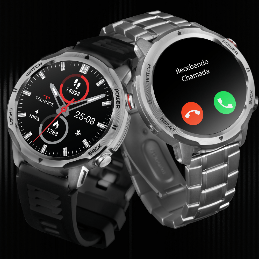 Smartwatch Technos Connect Sports Call Prata TSPORTSCAA/6K